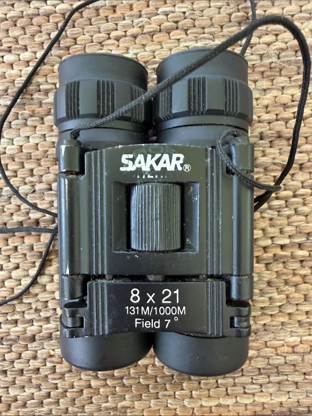 The Sak Black 8x21 Compact Binoculars with Neck Strap